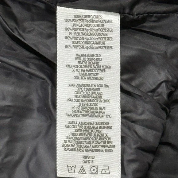 Calvin Klein Womens Performance Black Puffer Vest White Sherpa Lining Size Small - Picture 8 of 11